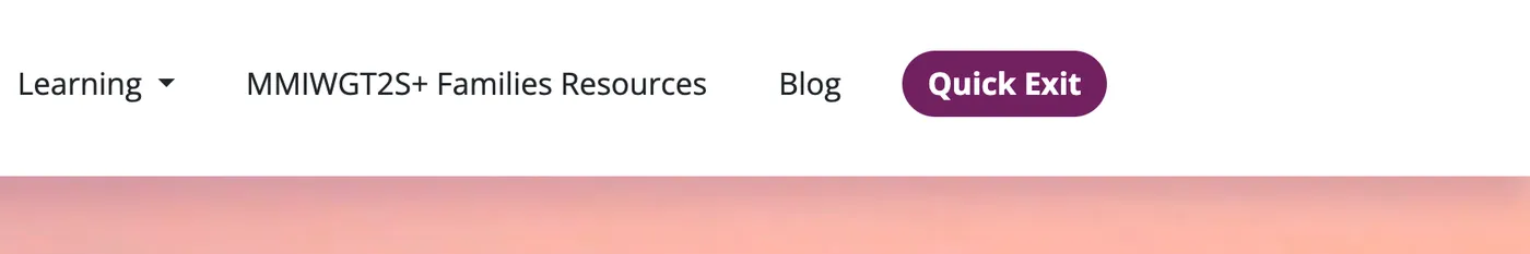 The Safe Space button at the end of a site’s navigation